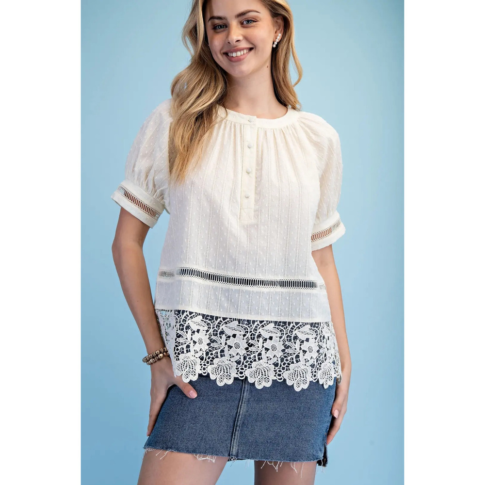 TY1166 I GiGio Textured Half Button Blouse Various Sizes